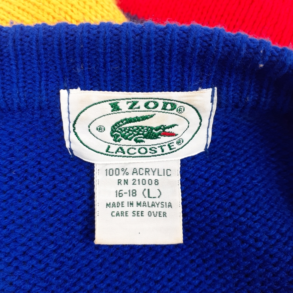 Izod Vintage '88 Lacoste Colorblock Sweater Size L - Picture 4 of 6